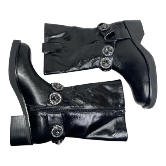 Kurt Geiger London Octavia Harness Black Leather Combat Boots Sz 8/38.5 - Picture 3 of 8